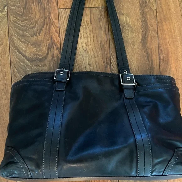 Coach Black Leather Diaper Bag - Picture 1 of 3